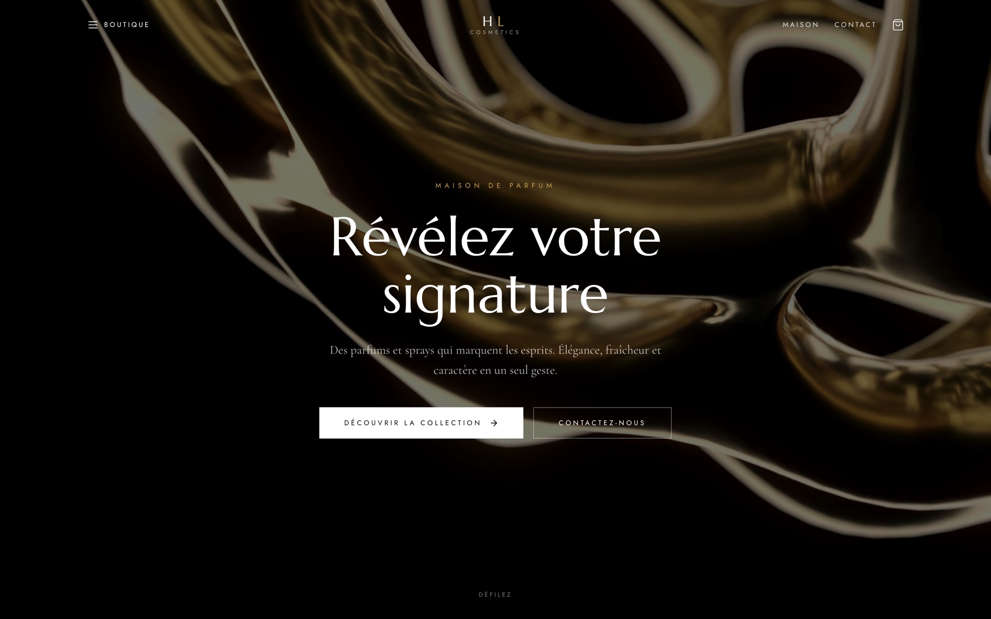 Home page of the Maison HL Cosmetics store